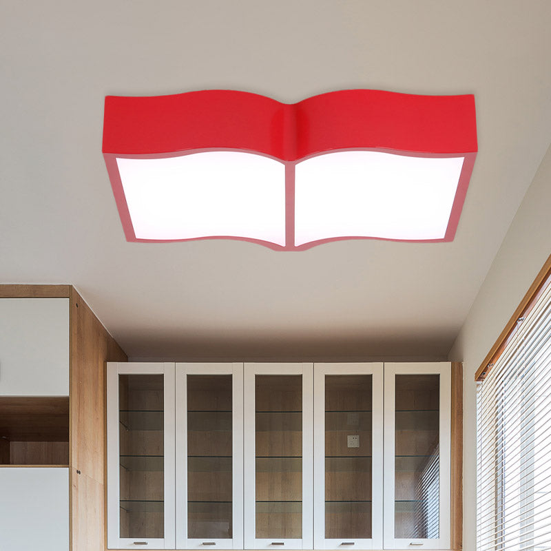 Book Acrylic Close to Ceiling Lamp Cartoon Led Red/Yellow/Blue Flush Mount Lighting for Living Room Clearhalo 'Ceiling Lights' 'Close To Ceiling Lights' 'Close to ceiling' 'Flush mount' Lighting' 810934