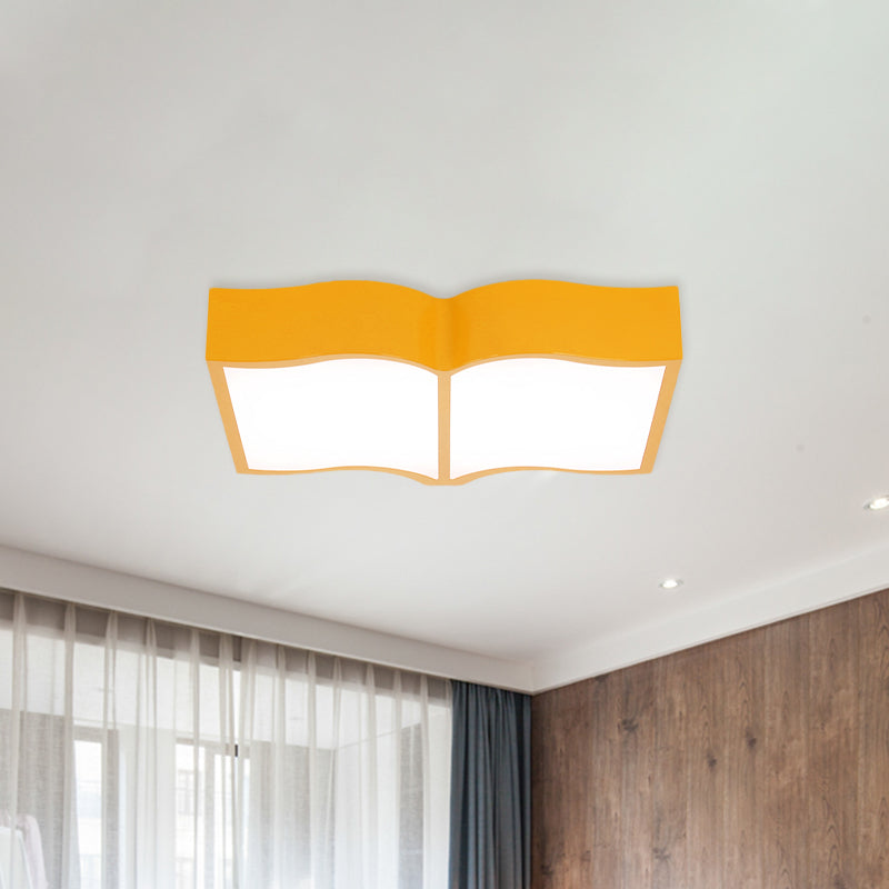 Book Acrylic Close to Ceiling Lamp Cartoon Led Red/Yellow/Blue Flush Mount Lighting for Living Room Clearhalo 'Ceiling Lights' 'Close To Ceiling Lights' 'Close to ceiling' 'Flush mount' Lighting' 810937