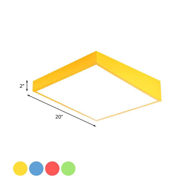 Contemporary Square Acrylic Ceiling Lighting Led Flush Mount in Red/Green/Blue for Kindergarten Clearhalo 'Ceiling Lights' 'Close To Ceiling Lights' 'Close to ceiling' 'Flush mount' Lighting' 810943