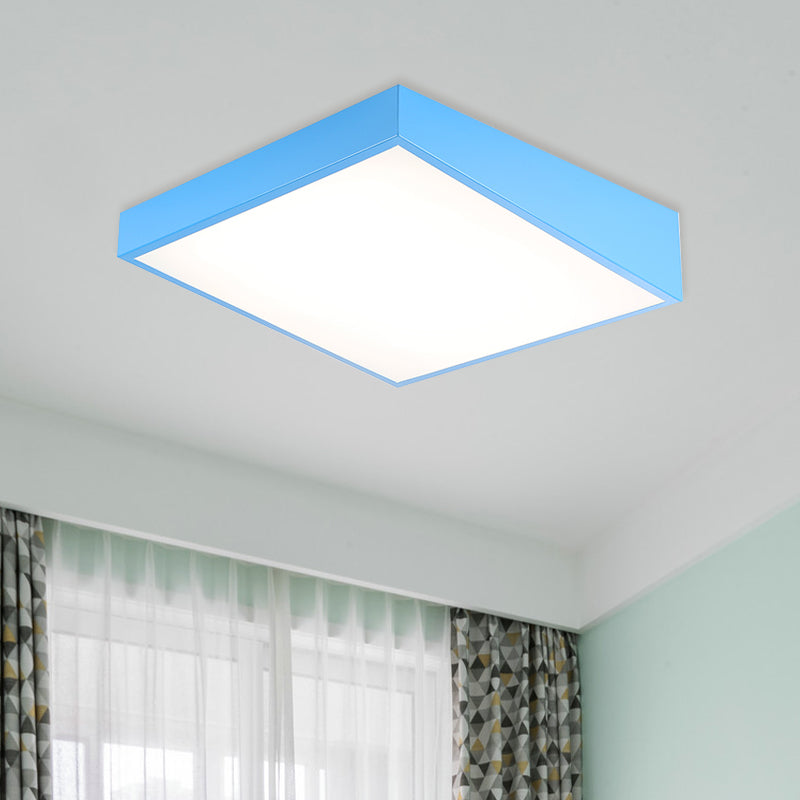 Contemporary Square Acrylic Ceiling Lighting Led Flush Mount in Red/Green/Blue for Kindergarten Blue Clearhalo 'Ceiling Lights' 'Close To Ceiling Lights' 'Close to ceiling' 'Flush mount' Lighting' 810944