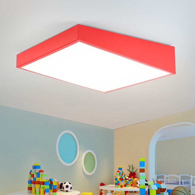 Contemporary Square Acrylic Ceiling Lighting Led Flush Mount in Red/Green/Blue for Kindergarten Red Clearhalo 'Ceiling Lights' 'Close To Ceiling Lights' 'Close to ceiling' 'Flush mount' Lighting' 810948