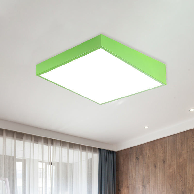 Contemporary Square Acrylic Ceiling Lighting Led Flush Mount in Red/Green/Blue for Kindergarten Green Clearhalo 'Ceiling Lights' 'Close To Ceiling Lights' 'Close to ceiling' 'Flush mount' Lighting' 810952