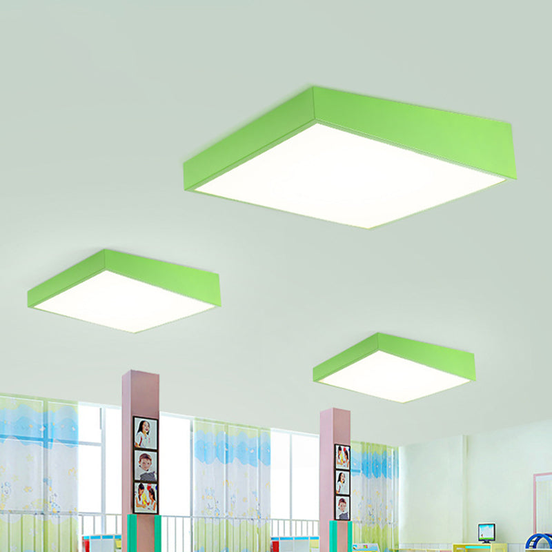 Contemporary Square Acrylic Ceiling Lighting Led Flush Mount in Red/Green/Blue for Kindergarten Clearhalo 'Ceiling Lights' 'Close To Ceiling Lights' 'Close to ceiling' 'Flush mount' Lighting' 810953