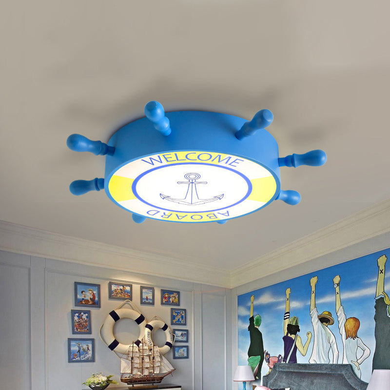 Rudder Bedroom Flush Ceiling Light Acrylic Led Creative Lighting Fixture in Blue/Yellow Clearhalo 'Ceiling Lights' 'Close To Ceiling Lights' 'Close to ceiling' 'Flush mount' Lighting' 810961