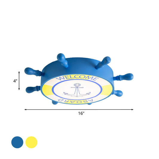 Rudder Bedroom Flush Ceiling Light Acrylic Led Creative Lighting Fixture in Blue/Yellow Clearhalo 'Ceiling Lights' 'Close To Ceiling Lights' 'Close to ceiling' 'Flush mount' Lighting' 810963