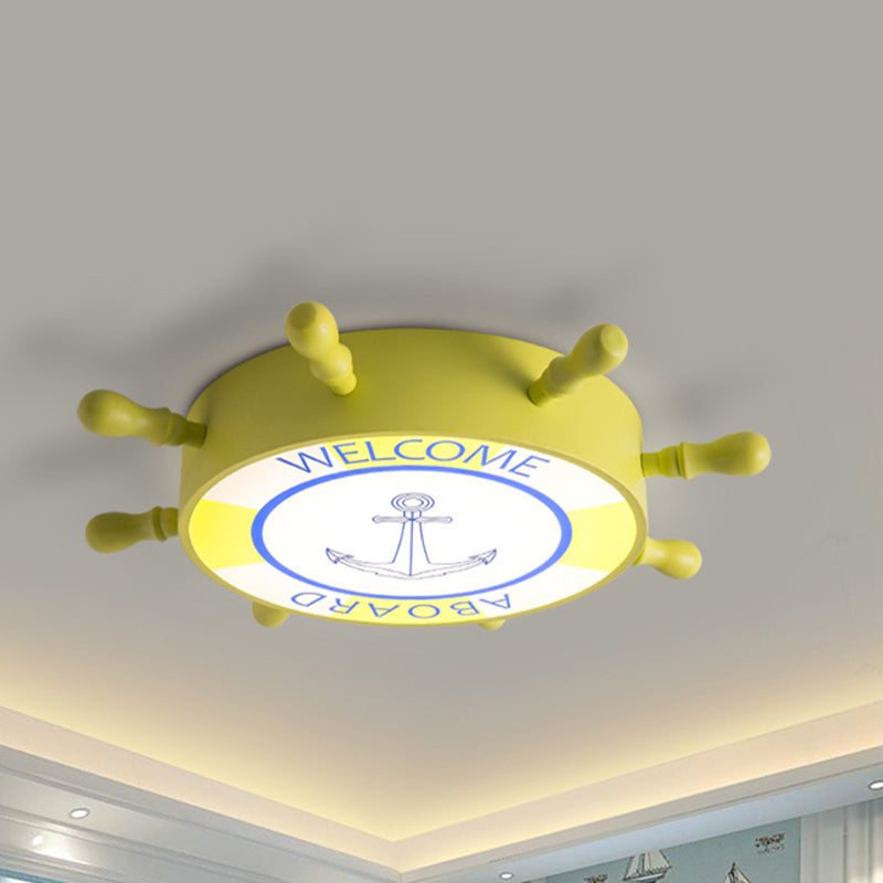 Rudder Bedroom Flush Ceiling Light Acrylic Led Creative Lighting Fixture in Blue/Yellow Yellow Clearhalo 'Ceiling Lights' 'Close To Ceiling Lights' 'Close to ceiling' 'Flush mount' Lighting' 810964