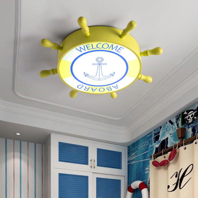 Rudder Bedroom Flush Ceiling Light Acrylic Led Creative Lighting Fixture in Blue/Yellow Clearhalo 'Ceiling Lights' 'Close To Ceiling Lights' 'Close to ceiling' 'Flush mount' Lighting' 810965