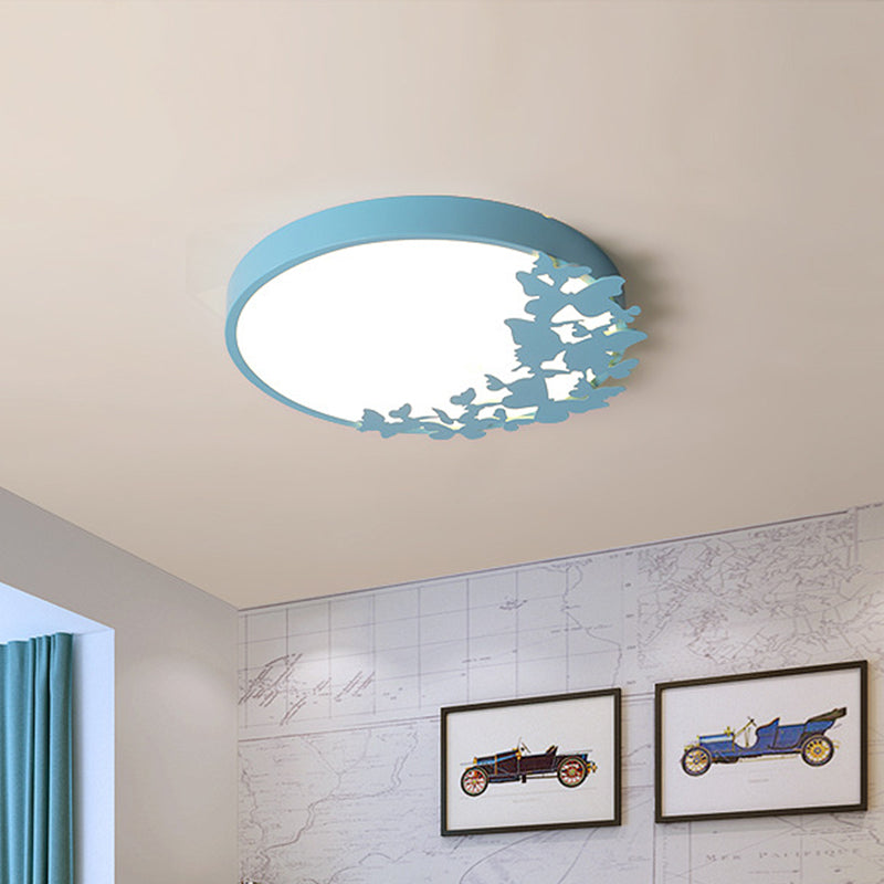 Drum Ceiling Light Fixture Contemporary Led Bedroom Flush Mount Lighting in Pink/Blue/Yellow Clearhalo 'Ceiling Lights' 'Close To Ceiling Lights' 'Close to ceiling' 'Flush mount' Lighting' 810969