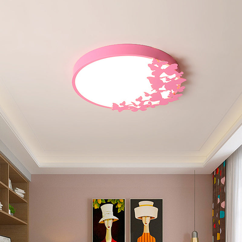 Drum Ceiling Light Fixture Contemporary Led Bedroom Flush Mount Lighting in Pink/Blue/Yellow Clearhalo 'Ceiling Lights' 'Close To Ceiling Lights' 'Close to ceiling' 'Flush mount' Lighting' 810977