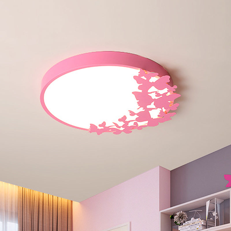 Drum Ceiling Light Fixture Contemporary Led Bedroom Flush Mount Lighting in Pink/Blue/Yellow Clearhalo 'Ceiling Lights' 'Close To Ceiling Lights' 'Close to ceiling' 'Flush mount' Lighting' 810978