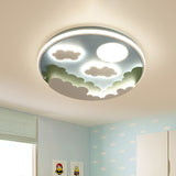 Led Nursery Flush Mount Light Fixture Cartoon Blue Ceiling Lamp with Cloud and Moon Acrylic Shade Blue Clearhalo 'Ceiling Lights' 'Close To Ceiling Lights' 'Close to ceiling' 'Flush mount' Lighting' 810980