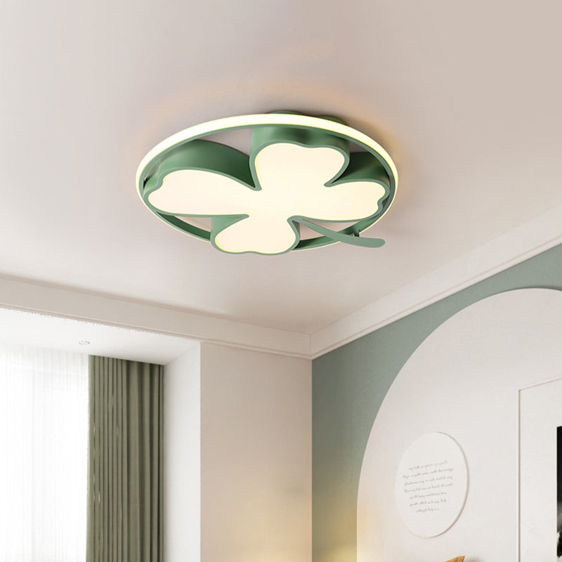 Clover Bedroom Flushmount Lighting Acrylic Led Creative Close to Ceiling Light in Black/Green Clearhalo 'Ceiling Lights' 'Close To Ceiling Lights' 'Close to ceiling' 'Flush mount' Lighting' 810997