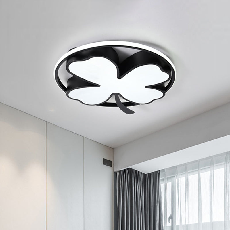 Clover Bedroom Flushmount Lighting Acrylic Led Creative Close to Ceiling Light in Black/Green Black Clearhalo 'Ceiling Lights' 'Close To Ceiling Lights' 'Close to ceiling' 'Flush mount' Lighting' 811000