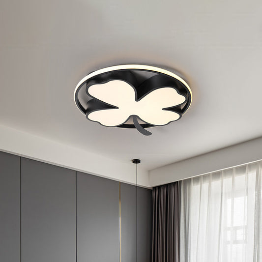 Clover Bedroom Flushmount Lighting Acrylic Led Creative Close to Ceiling Light in Black/Green Clearhalo 'Ceiling Lights' 'Close To Ceiling Lights' 'Close to ceiling' 'Flush mount' Lighting' 811001