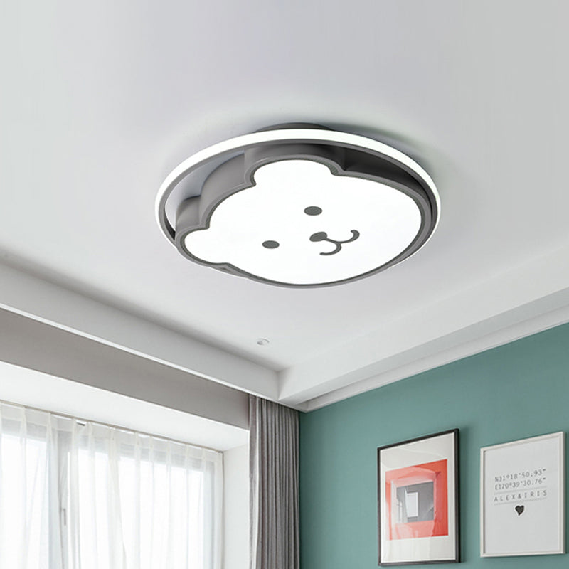 Bear Ceiling Fixture Cartoon Acrylic Led Gray/Black Flush Mount Lighting for Kids Bedroom Clearhalo 'Ceiling Lights' 'Close To Ceiling Lights' 'Close to ceiling' 'Flush mount' Lighting' 811005