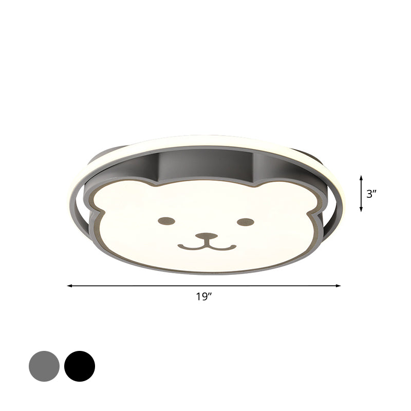 Bear Ceiling Fixture Cartoon Acrylic Led Gray/Black Flush Mount Lighting for Kids Bedroom Clearhalo 'Ceiling Lights' 'Close To Ceiling Lights' 'Close to ceiling' 'Flush mount' Lighting' 811007