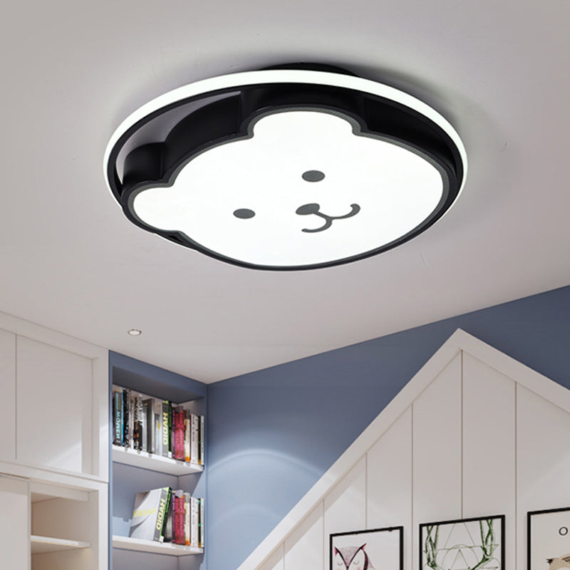 Bear Ceiling Fixture Cartoon Acrylic Led Gray/Black Flush Mount Lighting for Kids Bedroom Black Clearhalo 'Ceiling Lights' 'Close To Ceiling Lights' 'Close to ceiling' 'Flush mount' Lighting' 811008