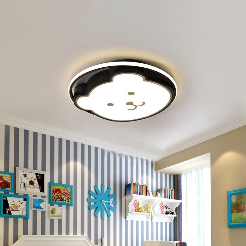 Bear Ceiling Fixture Cartoon Acrylic Led Gray/Black Flush Mount Lighting for Kids Bedroom Clearhalo 'Ceiling Lights' 'Close To Ceiling Lights' 'Close to ceiling' 'Flush mount' Lighting' 811010