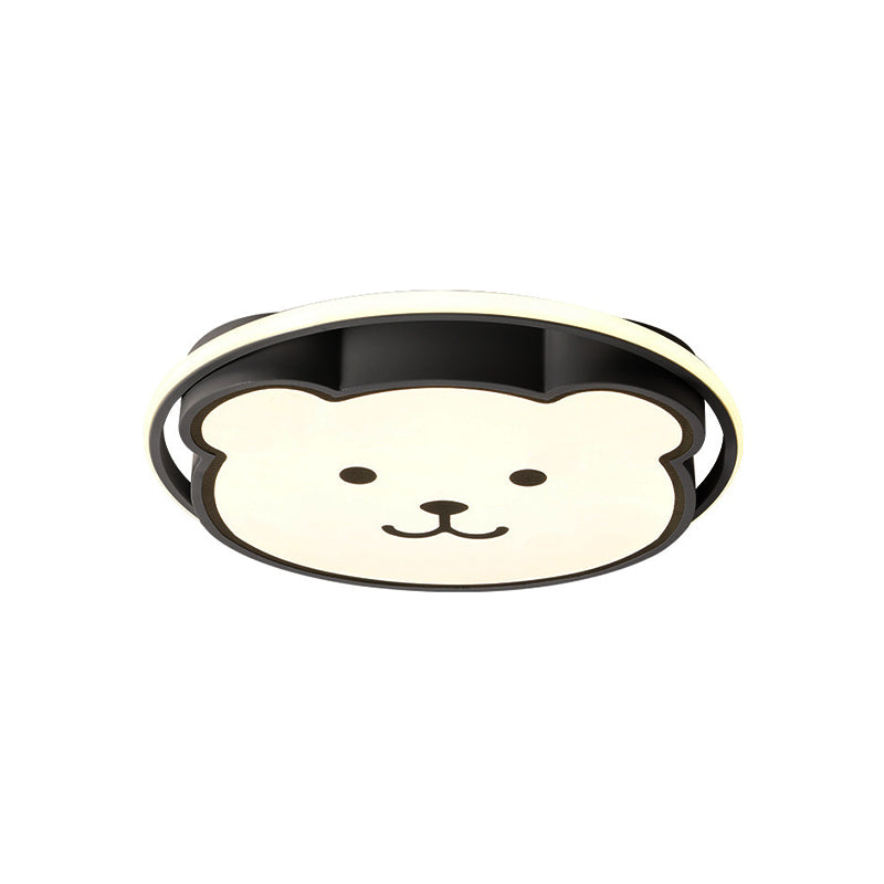 Bear Ceiling Fixture Cartoon Acrylic Led Gray/Black Flush Mount Lighting for Kids Bedroom Clearhalo 'Ceiling Lights' 'Close To Ceiling Lights' 'Close to ceiling' 'Flush mount' Lighting' 811011