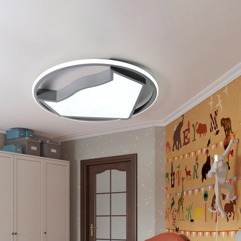 Cartoon Cat Light Fixture Fixture Acrylic Led Kids Bedroom Flush Mounted Lighting in Black/Gray Grey Clearhalo 'Ceiling Lights' 'Close To Ceiling Lights' 'Close to ceiling' 'Flush mount' Lighting' 811012