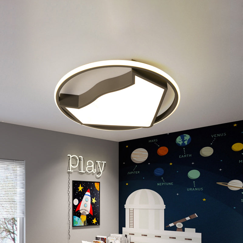 Cartoon Cat Light Fixture Fixture Acrylic Led Kids Bedroom Flush Mounted Lighting in Black/Gray Clearhalo 'Ceiling Lights' 'Close To Ceiling Lights' 'Close to ceiling' 'Flush mount' Lighting' 811017