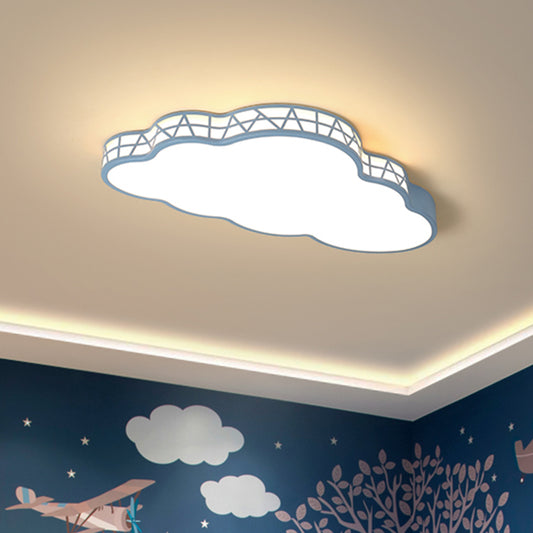 Acrylic Cloud Flush Ceiling Light Creative Led Light Fixture in White/Pink/Blue for Kids Bedroom Blue Clearhalo 'Ceiling Lights' 'Close To Ceiling Lights' 'Close to ceiling' 'Flush mount' Lighting' 811037