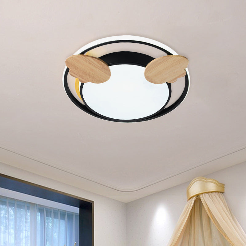 Led Bedroom Close to Ceiling Light Contemporary Green/Blue/Pink Flush Light Fixture with Round Acrylic Shade and Rainbow Bridge/Windmill/Carrot Decoration Clearhalo 'Ceiling Lights' 'Close To Ceiling Lights' 'Close to ceiling' 'Flush mount' Lighting' 811393