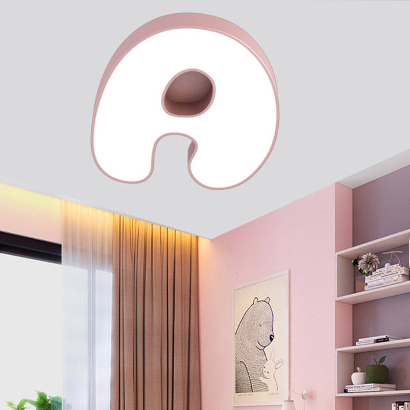 Led Kids Bedroom Close to Ceiling Light Cartoon White Flush Light with A/B/D-Letter Acrylic Shade White A Clearhalo 'Ceiling Lights' 'Close To Ceiling Lights' 'Close to ceiling' 'Flush mount' Lighting' 811451