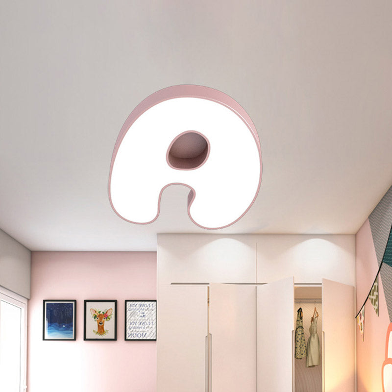Led Kids Bedroom Close to Ceiling Light Cartoon White Flush Light with A/B/D-Letter Acrylic Shade Clearhalo 'Ceiling Lights' 'Close To Ceiling Lights' 'Close to ceiling' 'Flush mount' Lighting' 811452