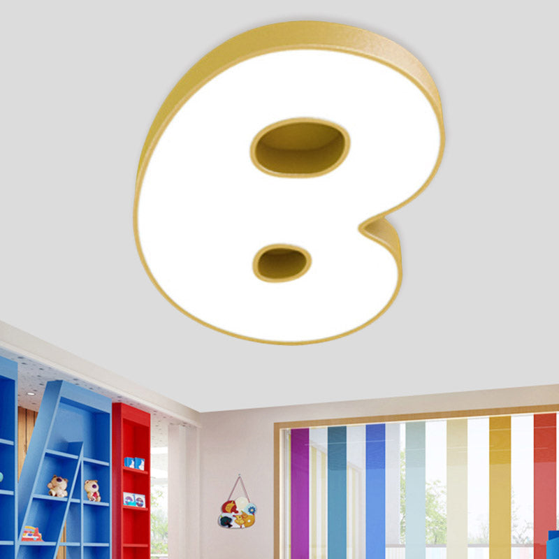 Led Kids Bedroom Close to Ceiling Light Cartoon White Flush Light with A/B/D-Letter Acrylic Shade White B Clearhalo 'Ceiling Lights' 'Close To Ceiling Lights' 'Close to ceiling' 'Flush mount' Lighting' 811455