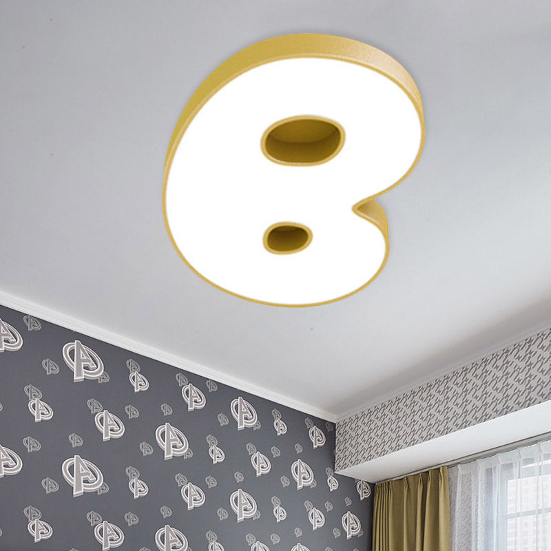 Led Kids Bedroom Close to Ceiling Light Cartoon White Flush Light with A/B/D-Letter Acrylic Shade Clearhalo 'Ceiling Lights' 'Close To Ceiling Lights' 'Close to ceiling' 'Flush mount' Lighting' 811457