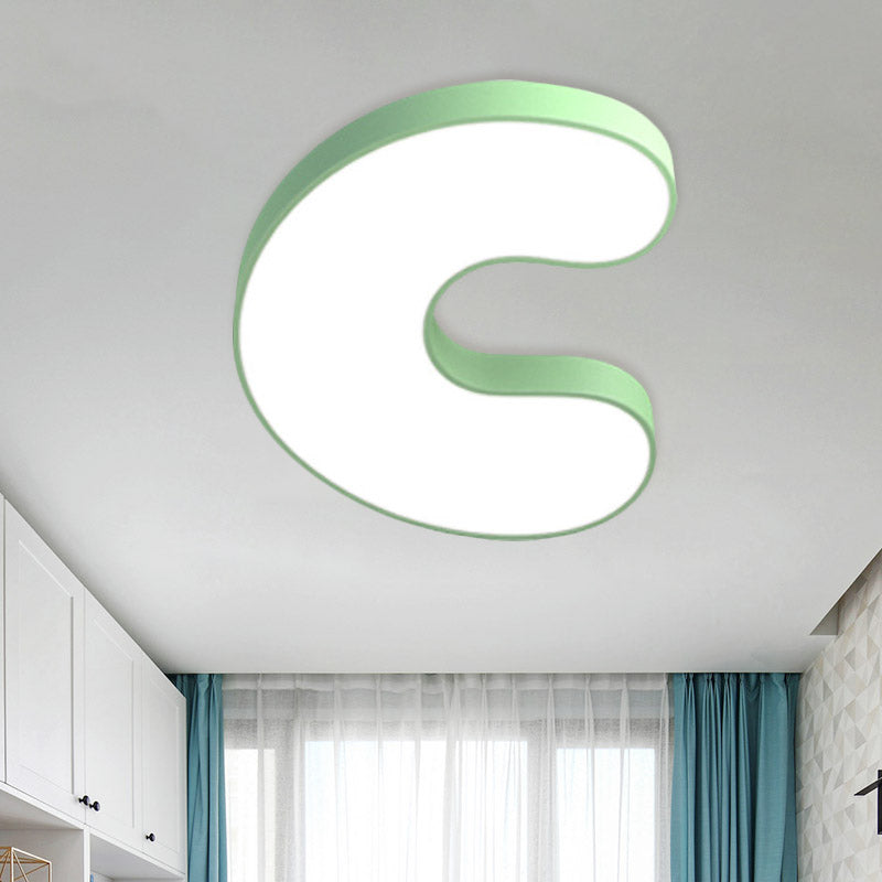 Led Kids Bedroom Close to Ceiling Light Cartoon White Flush Light with A/B/D-Letter Acrylic Shade White C Clearhalo 'Ceiling Lights' 'Close To Ceiling Lights' 'Close to ceiling' 'Flush mount' Lighting' 811460