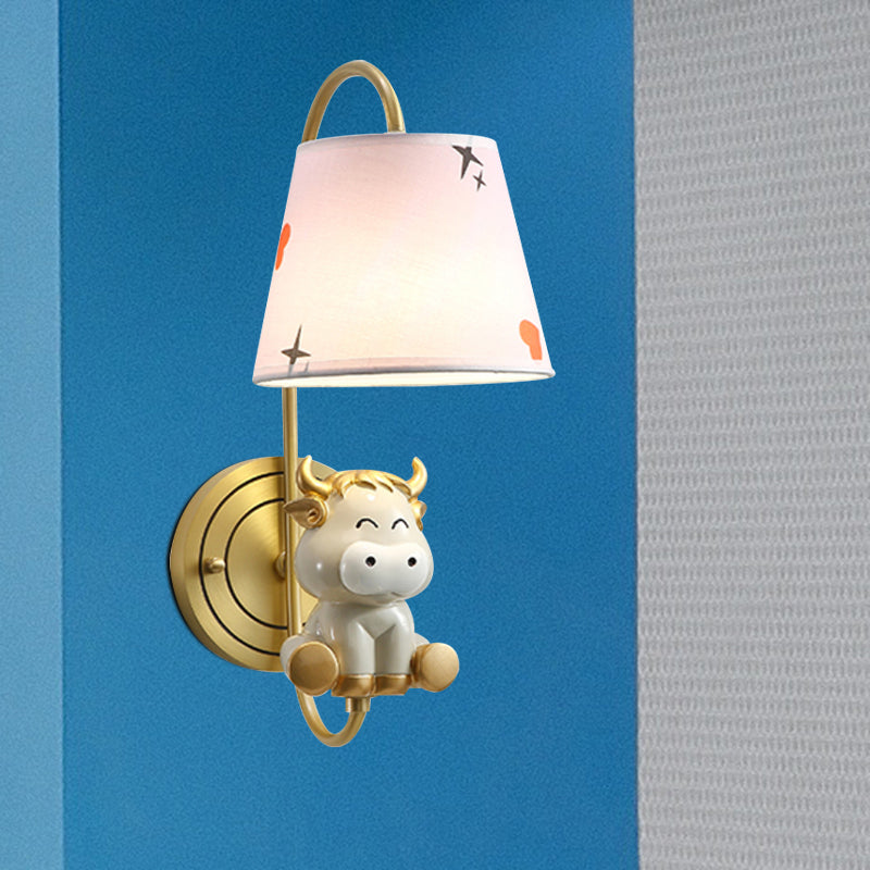 Cartoon Chicken/Snake/Ox Decoration Bedside Wall Mounted Lamp Metal 1 Head Modern Sconce Light in Yellow/Blue/Gold Clearhalo 'Wall Lamps & Sconces' 'Wall Lights' Lighting' 811483