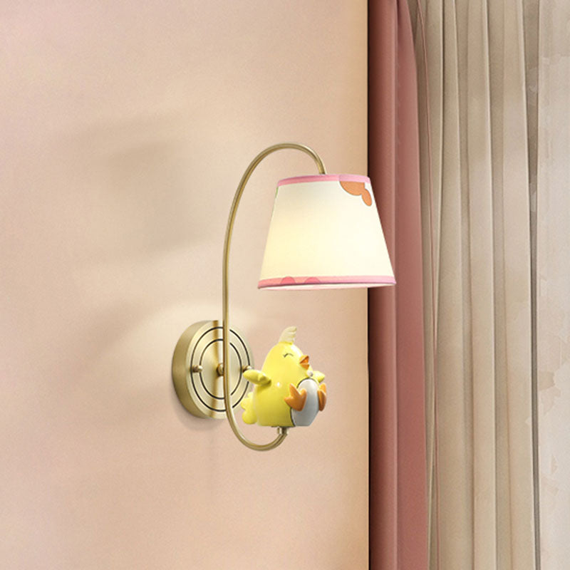 Cartoon Chicken/Snake/Ox Decoration Bedside Wall Mounted Lamp Metal 1 Head Modern Sconce Light in Yellow/Blue/Gold Yellow Clearhalo 'Wall Lamps & Sconces' 'Wall Lights' Lighting' 811486