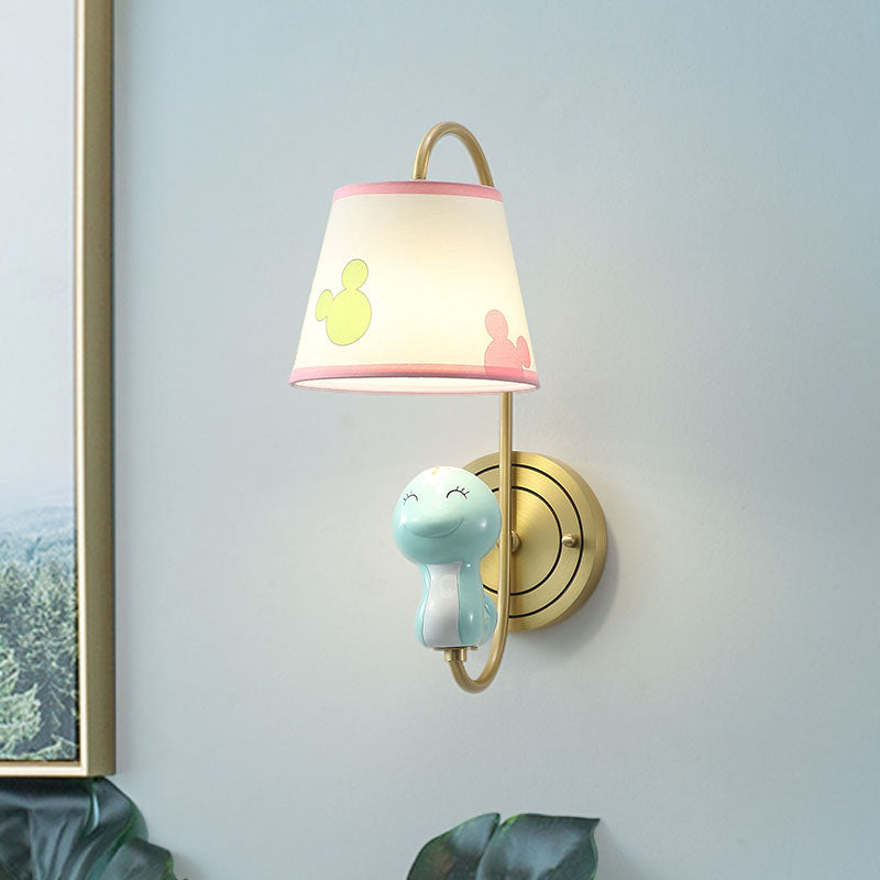 Cartoon Chicken/Snake/Ox Decoration Bedside Wall Mounted Lamp Metal 1 Head Modern Sconce Light in Yellow/Blue/Gold Blue Clearhalo 'Wall Lamps & Sconces' 'Wall Lights' Lighting' 811490