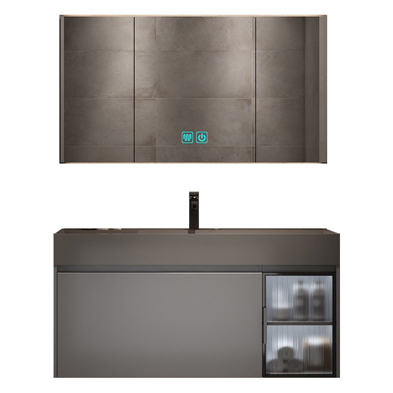 Modern Bathroom Vanity Cabinet Wall-Mounted One Drawer and Shelving Clearhalo 'Bathroom Remodel & Bathroom Fixtures' 'Bathroom Vanities' 'bathroom_vanities' 'Home Improvement' 'home_improvement' 'home_improvement_bathroom_vanities' 8117861