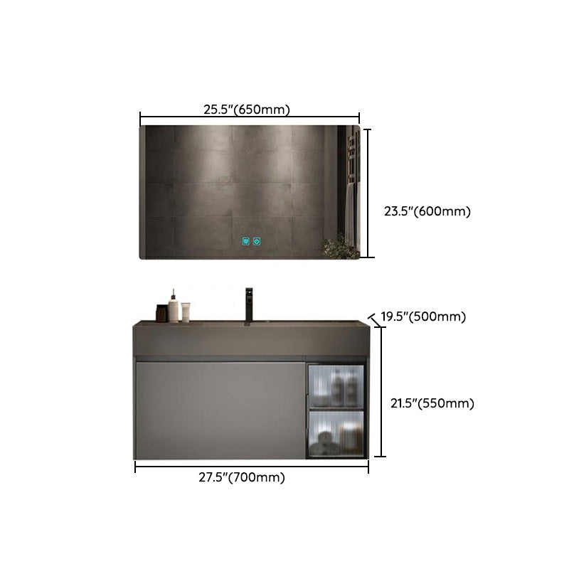 Modern Bathroom Vanity Cabinet Wall-Mounted One Drawer and Shelving Clearhalo 'Bathroom Remodel & Bathroom Fixtures' 'Bathroom Vanities' 'bathroom_vanities' 'Home Improvement' 'home_improvement' 'home_improvement_bathroom_vanities' 8117882
