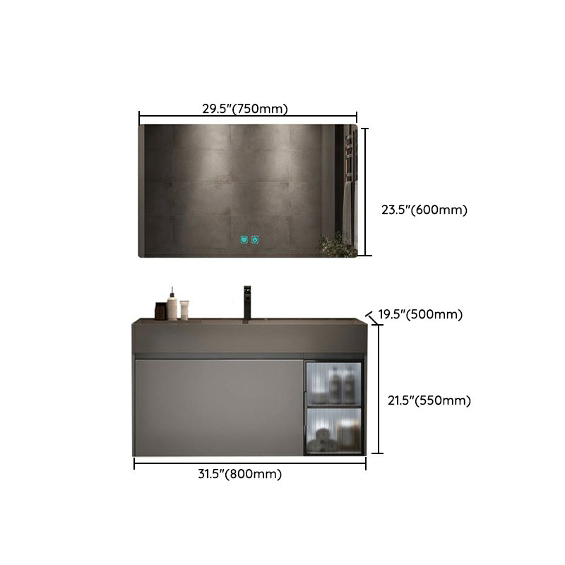 Modern Bathroom Vanity Cabinet Wall-Mounted One Drawer and Shelving Clearhalo 'Bathroom Remodel & Bathroom Fixtures' 'Bathroom Vanities' 'bathroom_vanities' 'Home Improvement' 'home_improvement' 'home_improvement_bathroom_vanities' 8117883
