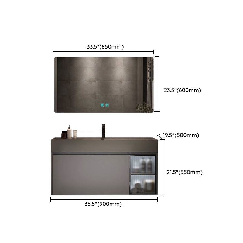 Modern Bathroom Vanity Cabinet Wall-Mounted One Drawer and Shelving Clearhalo 'Bathroom Remodel & Bathroom Fixtures' 'Bathroom Vanities' 'bathroom_vanities' 'Home Improvement' 'home_improvement' 'home_improvement_bathroom_vanities' 8117884