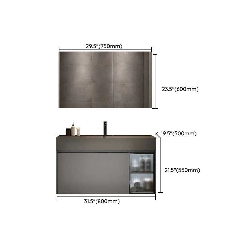 Modern Bathroom Vanity Cabinet Wall-Mounted One Drawer and Shelving Clearhalo 'Bathroom Remodel & Bathroom Fixtures' 'Bathroom Vanities' 'bathroom_vanities' 'Home Improvement' 'home_improvement' 'home_improvement_bathroom_vanities' 8117889
