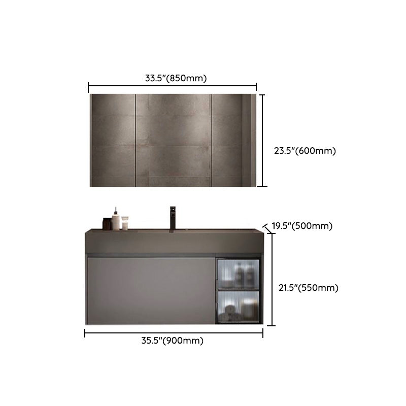Modern Bathroom Vanity Cabinet Wall-Mounted One Drawer and Shelving Clearhalo 'Bathroom Remodel & Bathroom Fixtures' 'Bathroom Vanities' 'bathroom_vanities' 'Home Improvement' 'home_improvement' 'home_improvement_bathroom_vanities' 8117890