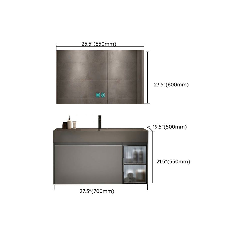 Modern Bathroom Vanity Cabinet Wall-Mounted One Drawer and Shelving Clearhalo 'Bathroom Remodel & Bathroom Fixtures' 'Bathroom Vanities' 'bathroom_vanities' 'Home Improvement' 'home_improvement' 'home_improvement_bathroom_vanities' 8117894