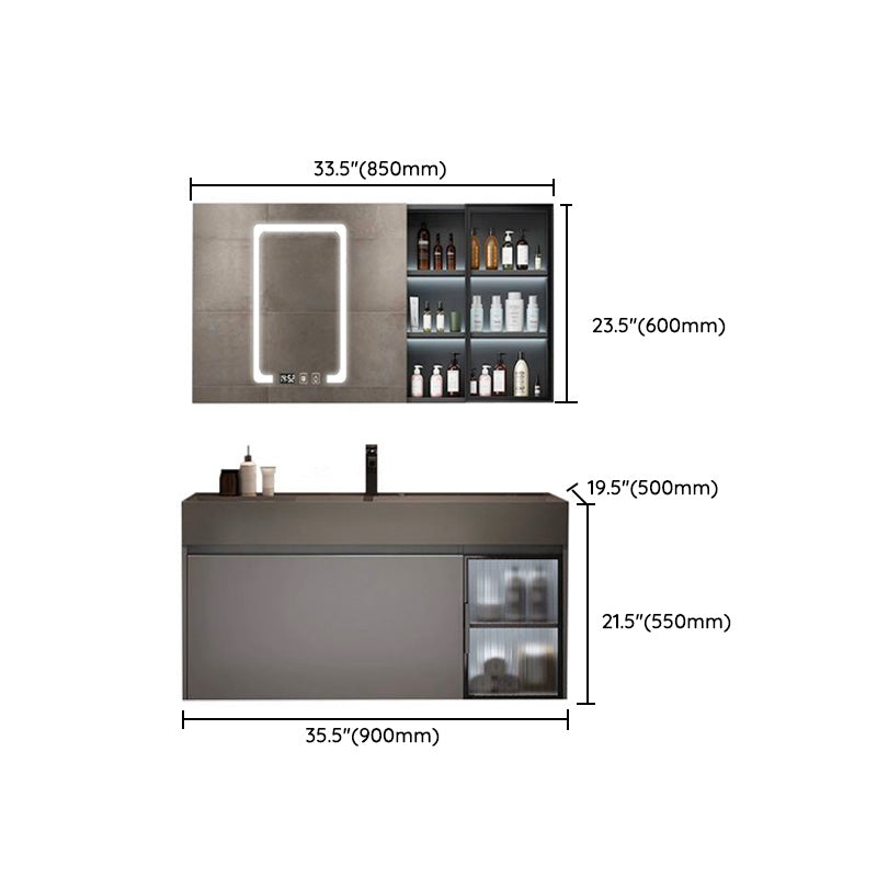 Modern Bathroom Vanity Cabinet Wall-Mounted One Drawer and Shelving Clearhalo 'Bathroom Remodel & Bathroom Fixtures' 'Bathroom Vanities' 'bathroom_vanities' 'Home Improvement' 'home_improvement' 'home_improvement_bathroom_vanities' 8117902