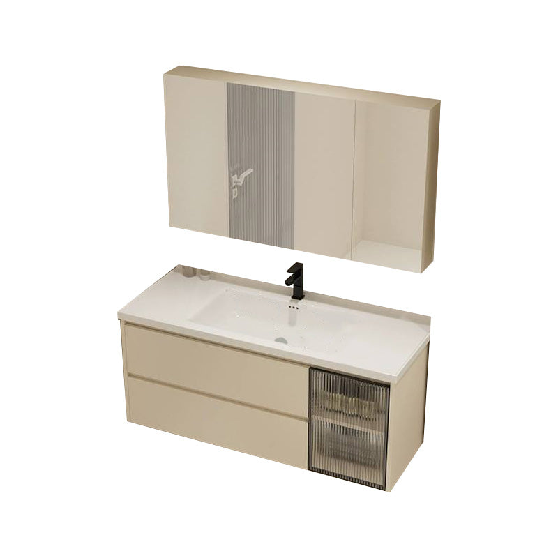 Modern Bathroom Sink Vanity Ceramic Top Wall Mount with Soft Close Door Vanity & Faucet & Mirror Cabinet 48"L x 20"W x 20"H Smart Control Not Included Clearhalo 'Bathroom Remodel & Bathroom Fixtures' 'Bathroom Vanities' 'bathroom_vanities' 'Home Improvement' 'home_improvement' 'home_improvement_bathroom_vanities' 8117946