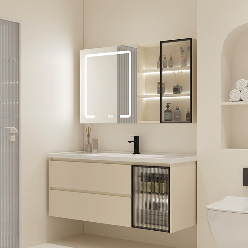 Modern Bathroom Sink Vanity Ceramic Top Wall Mount with Soft Close Door Clearhalo 'Bathroom Remodel & Bathroom Fixtures' 'Bathroom Vanities' 'bathroom_vanities' 'Home Improvement' 'home_improvement' 'home_improvement_bathroom_vanities' 8117948