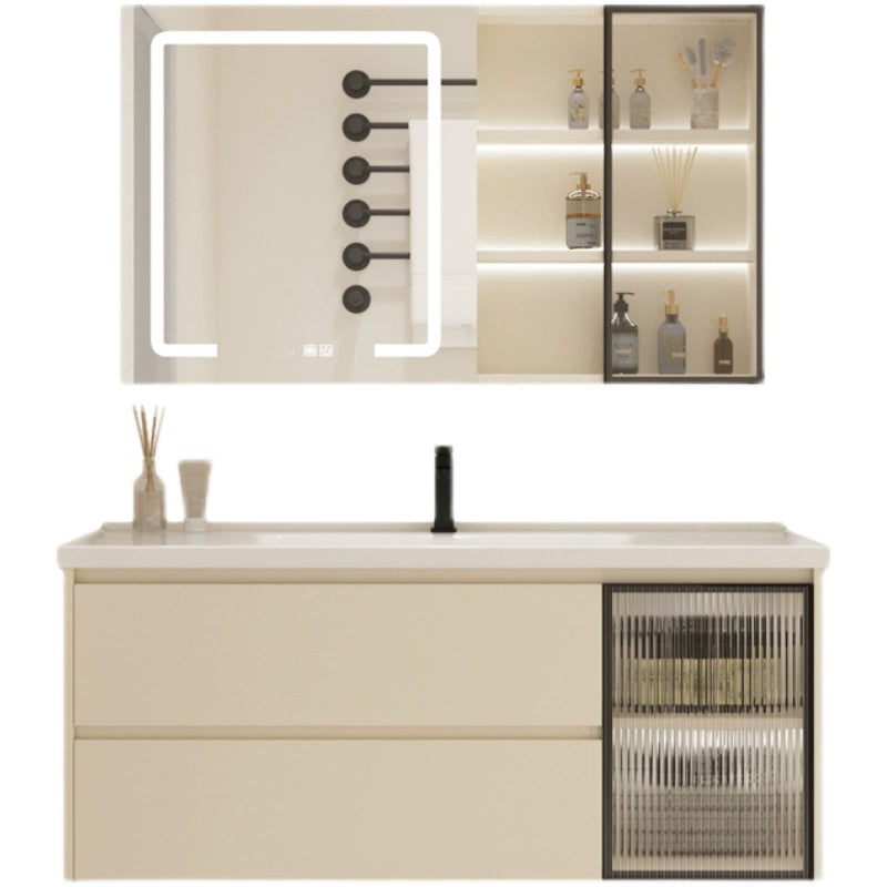 Modern Bathroom Sink Vanity Ceramic Top Wall Mount with Soft Close Door Clearhalo 'Bathroom Remodel & Bathroom Fixtures' 'Bathroom Vanities' 'bathroom_vanities' 'Home Improvement' 'home_improvement' 'home_improvement_bathroom_vanities' 8117949