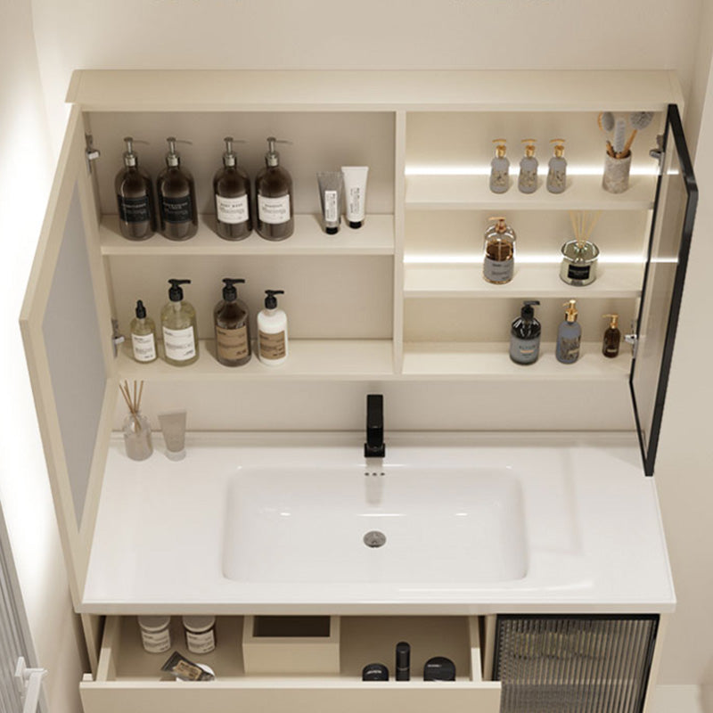 Modern Bathroom Sink Vanity Ceramic Top Wall Mount with Soft Close Door Clearhalo 'Bathroom Remodel & Bathroom Fixtures' 'Bathroom Vanities' 'bathroom_vanities' 'Home Improvement' 'home_improvement' 'home_improvement_bathroom_vanities' 8117951