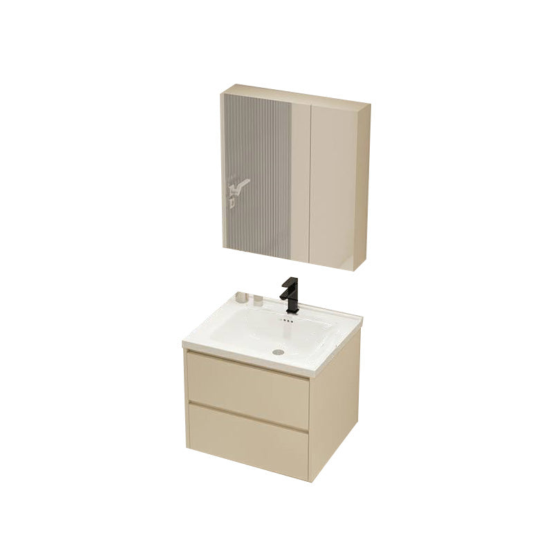 Modern Bathroom Sink Vanity Ceramic Top Wall Mount with Soft Close Door Vanity & Faucet & Mirror Cabinet 24"L x 20"W x 20"H Smart Control Not Included Clearhalo 'Bathroom Remodel & Bathroom Fixtures' 'Bathroom Vanities' 'bathroom_vanities' 'Home Improvement' 'home_improvement' 'home_improvement_bathroom_vanities' 8117953