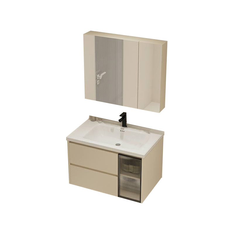 Modern Bathroom Sink Vanity Ceramic Top Wall Mount with Soft Close Door Vanity & Faucet & Mirror Cabinet 32"L x 20"W x 20"H Smart Control Not Included Clearhalo 'Bathroom Remodel & Bathroom Fixtures' 'Bathroom Vanities' 'bathroom_vanities' 'Home Improvement' 'home_improvement' 'home_improvement_bathroom_vanities' 8117955