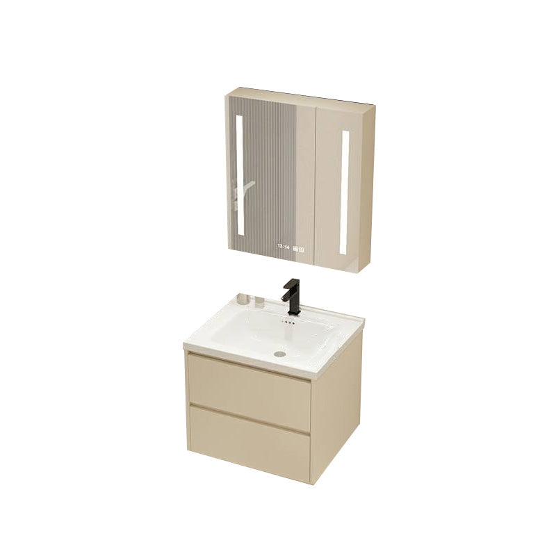 Modern Bathroom Sink Vanity Ceramic Top Wall Mount with Soft Close Door Vanity & Faucet & Mirror Cabinet 28"L x 20"W x 20"H Smart Control Included Clearhalo 'Bathroom Remodel & Bathroom Fixtures' 'Bathroom Vanities' 'bathroom_vanities' 'Home Improvement' 'home_improvement' 'home_improvement_bathroom_vanities' 8117956